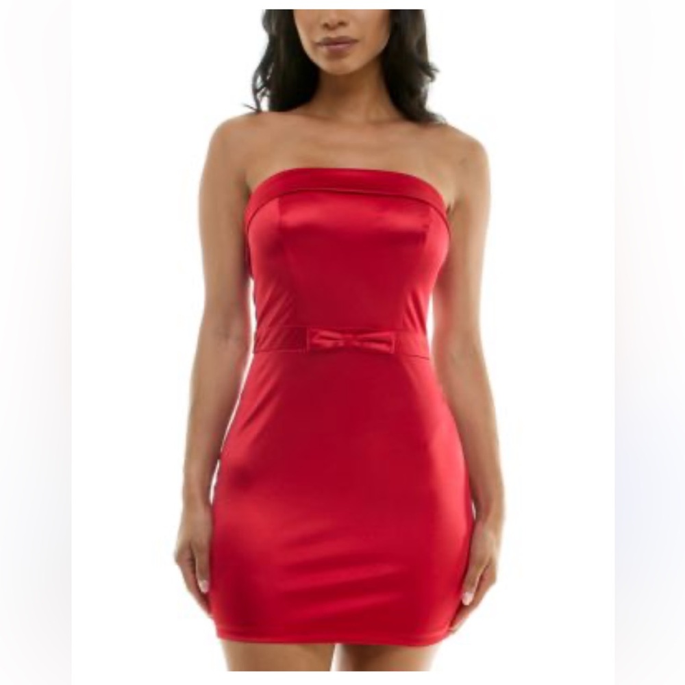 B Darlin Scarlet Bow-Accent Mini Dress